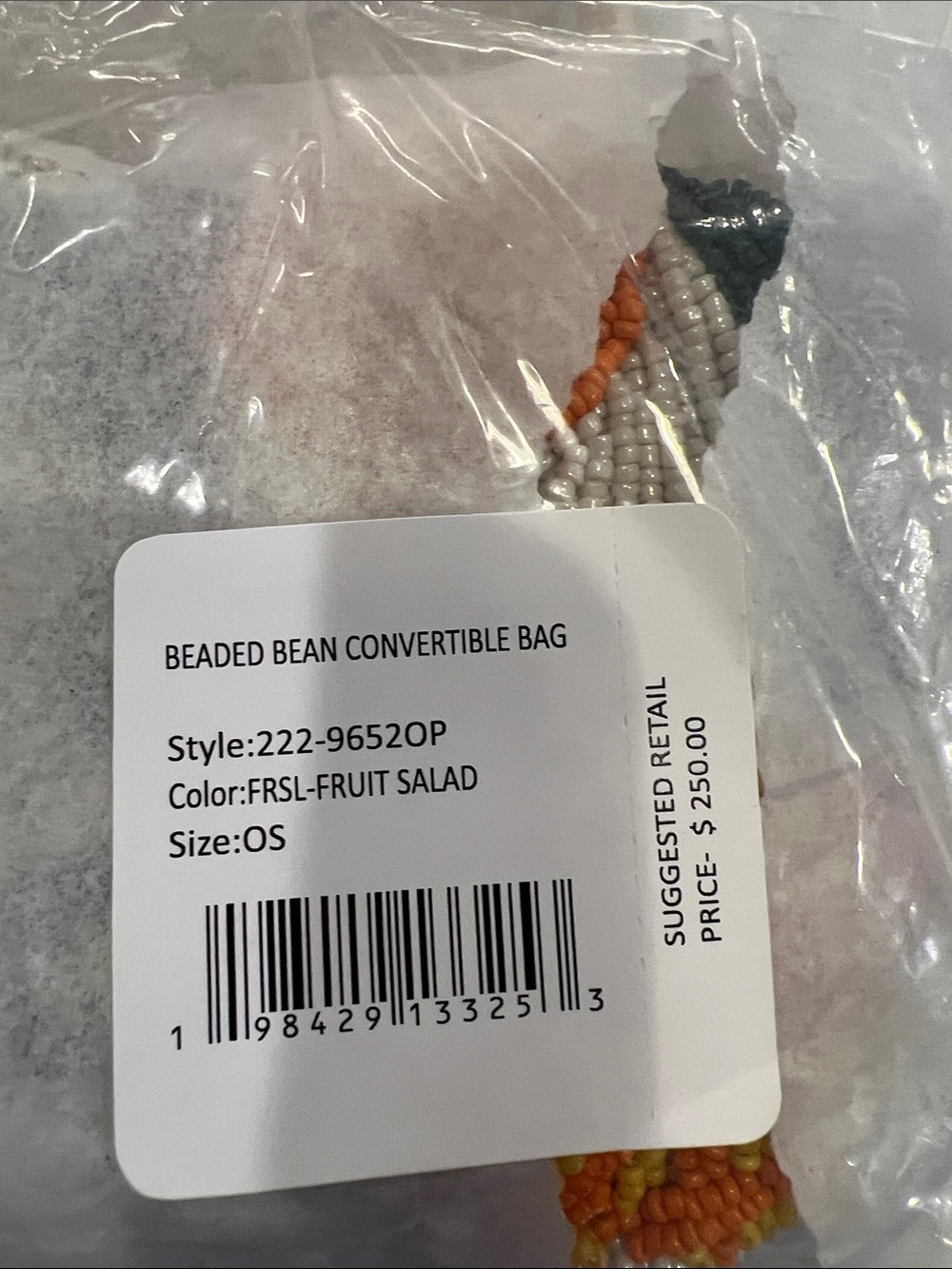 STAUD Beaded Bean Bag Fruit Print Convertible Clutch Shoulder Bag NWT - Picture 13 of 14